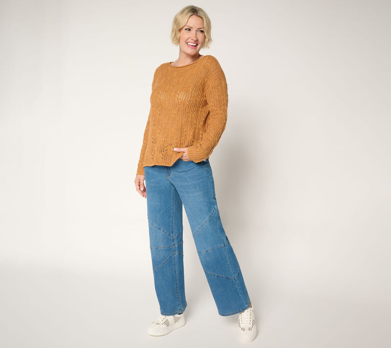 Peace Love World Regular Full Leg Jeans with Seamed Knee - Indigo — View 5