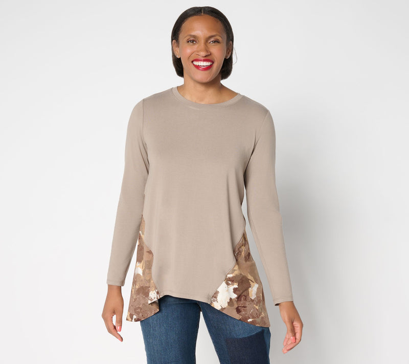 LOGO by Lori Goldstein Rayon 230 Top with Printed Peplum — View 11