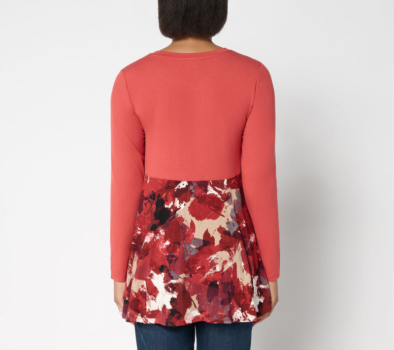 LOGO by Lori Goldstein Rayon 230 Top with Printed Peplum — View 4