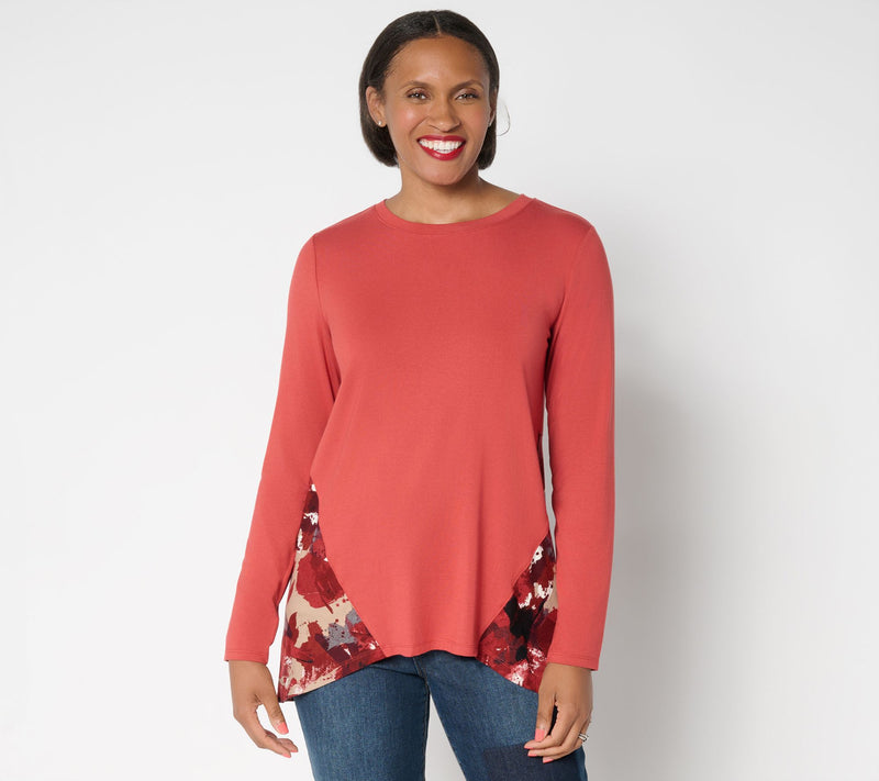 LOGO by Lori Goldstein Rayon 230 Top with Printed Peplum — Main view
