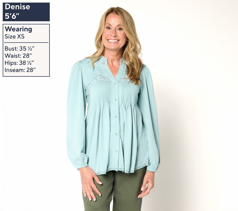 LOGO Lavish by Lori Goldstein Knit Button Front Blouse — View 2