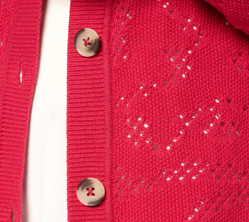 LOGO by Lori Goldstein Regular Button Front 100% Cotton Cardigan — View 6