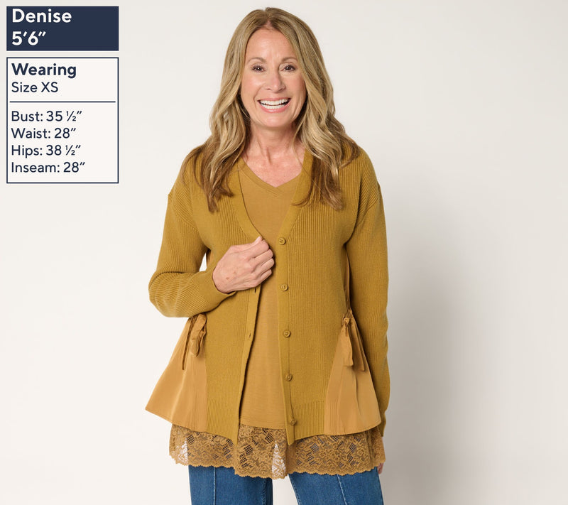LOGO by Lori Goldstein Mix Media Cardigan — View 10