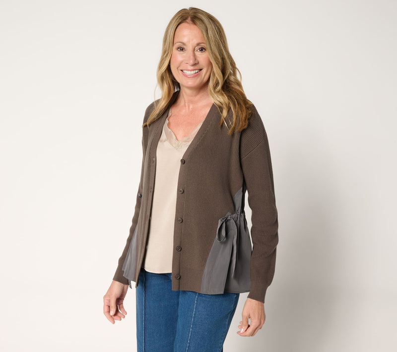 LOGO by Lori Goldstein Mix Media Cardigan — View 9