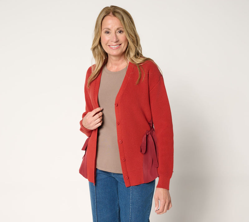 LOGO by Lori Goldstein Mix Media Cardigan — View 3