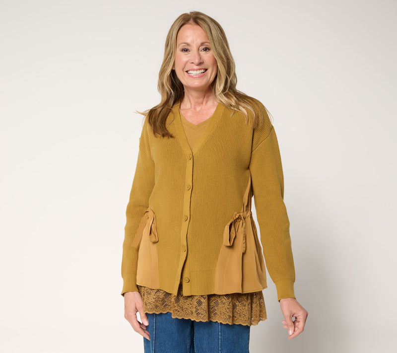 LOGO by Lori Goldstein Mix Media Cardigan — View 14