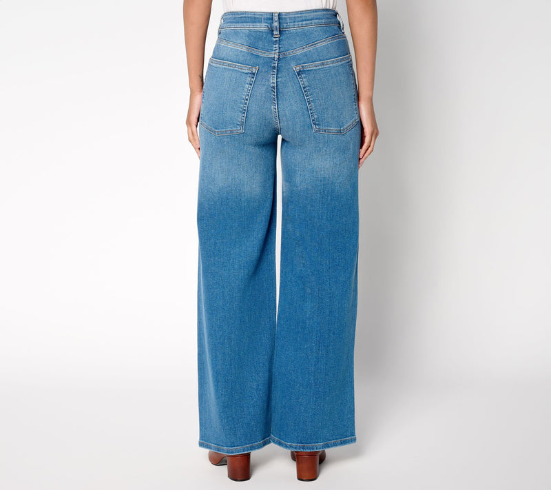 Warp & Weft NCE Jet-Stretch Wide-Leg Jeans with Front Seam — View 6