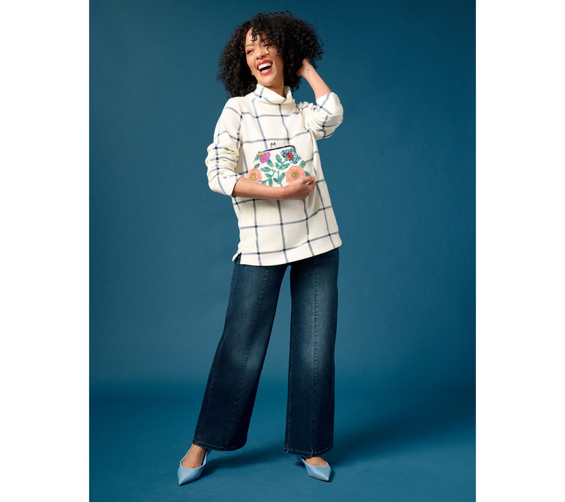 Warp & Weft NCE Jet-Stretch Wide-Leg Jeans with Front Seam — View 10