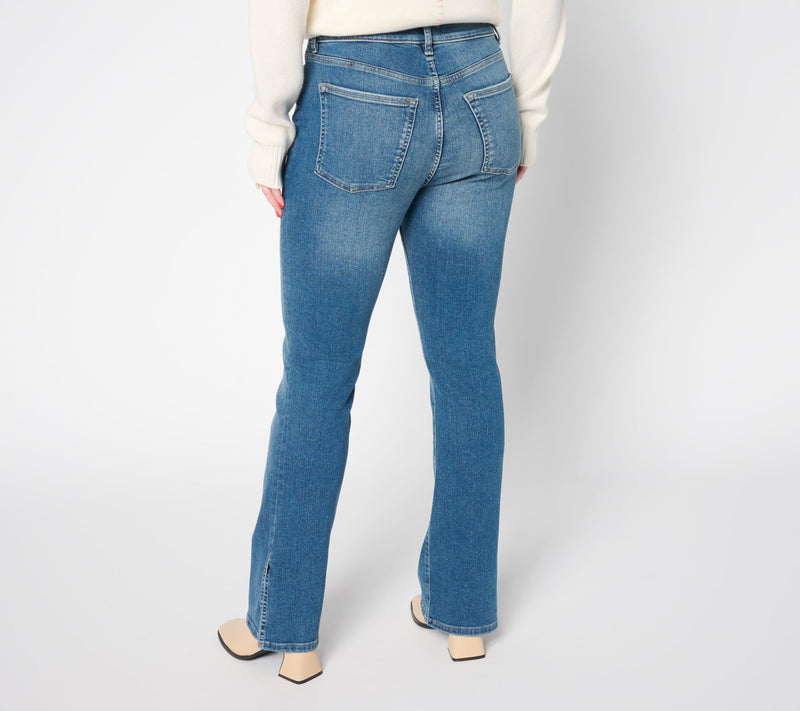 Warp & Weft AMA Jet-Set Stretch Slim Boot-Cut Jeans with Slit — View 9