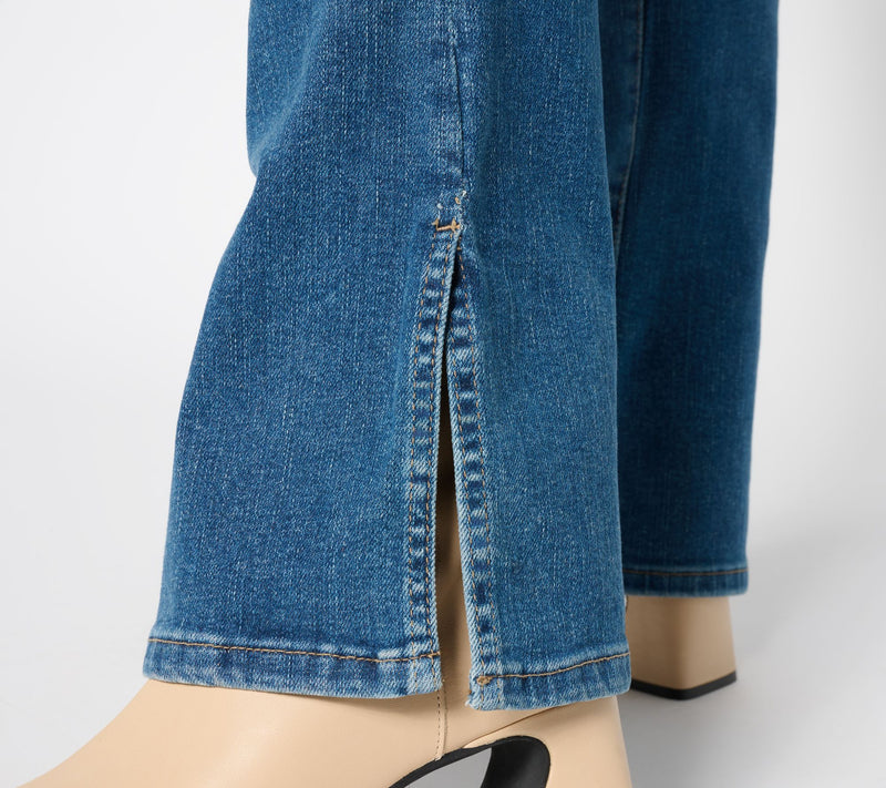 Warp & Weft AMA Jet-Set Stretch Slim Boot-Cut Jeans with Slit — View 11