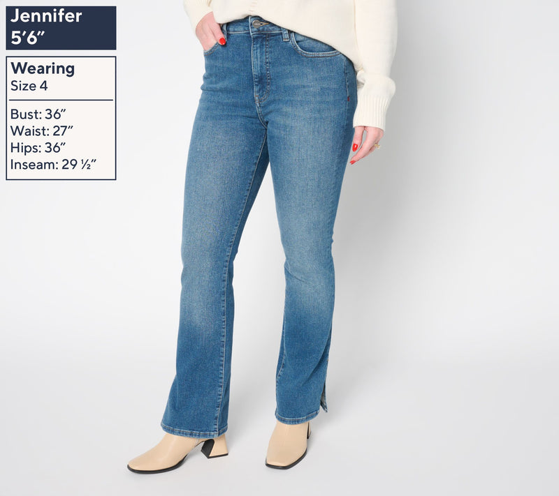 Warp & Weft AMA Jet-Set Stretch Slim Boot-Cut Jeans with Slit — View 8