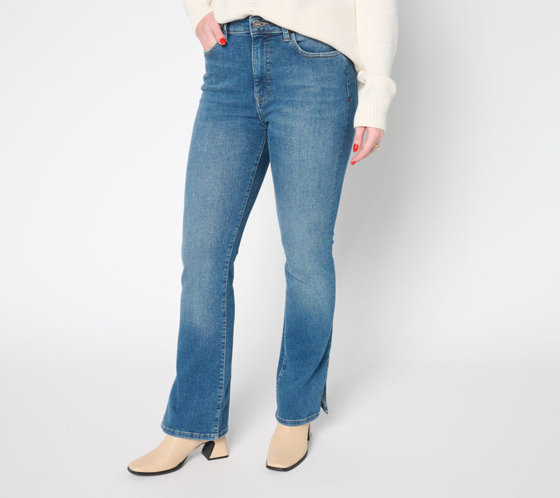Warp & Weft AMA Jet-Set Stretch Slim Boot-Cut Jeans with Slit — View 7