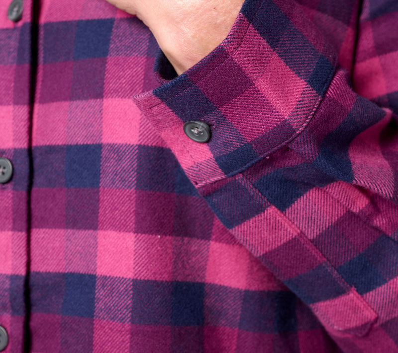 Joan Rivers Petite Flannel Buffalo Check Shirt with Back Buttons — View 16