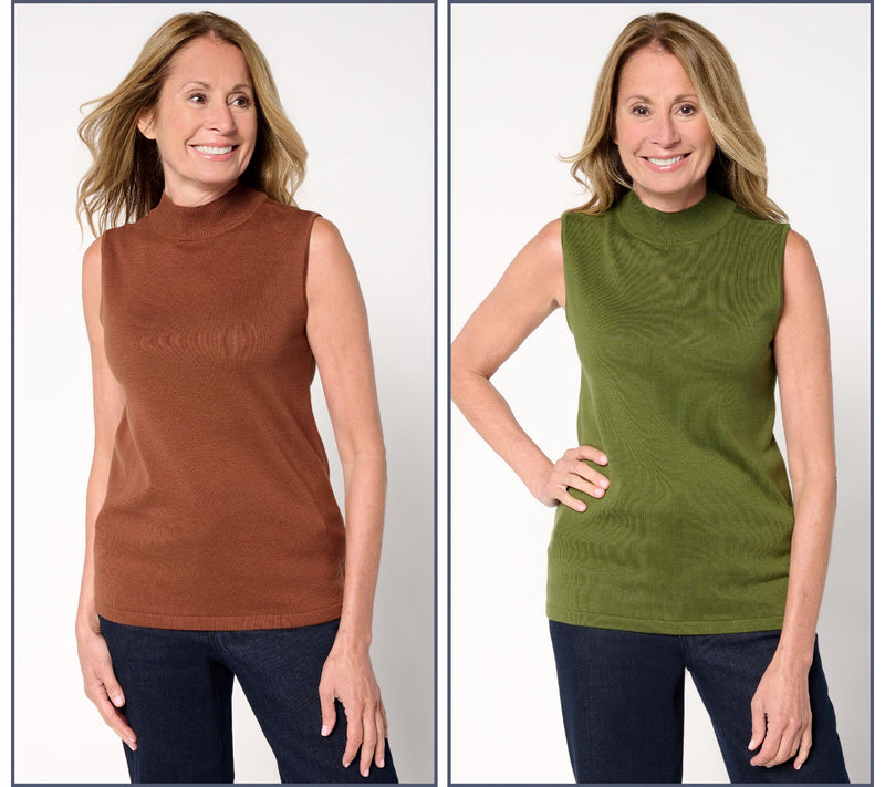 Joan Rivers Wardrobe Builders 2-Pack Mock Neck Sleeveless Swtr — Main view