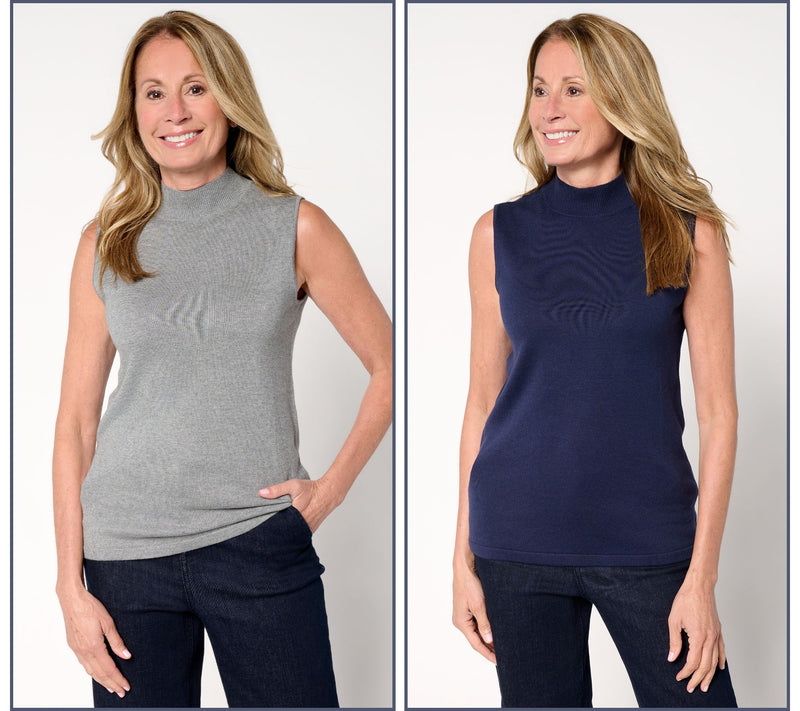 Joan Rivers Wardrobe Builders 2-Pack Mock Neck Sleeveless Swtr — View 12