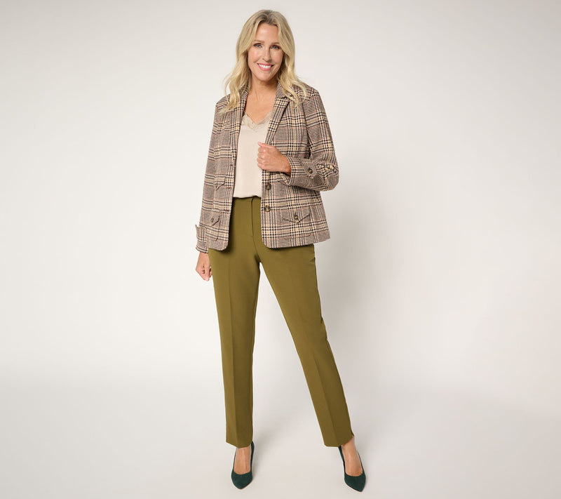 Joan Rivers Knit Glen Plaid Collared Jacket — View 5