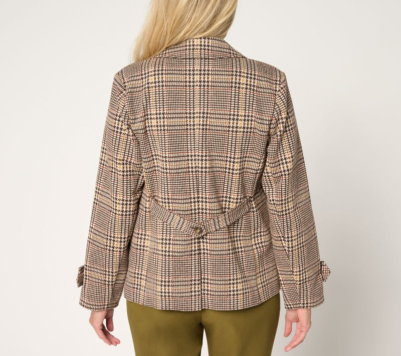Joan Rivers Knit Glen Plaid Collared Jacket — View 4