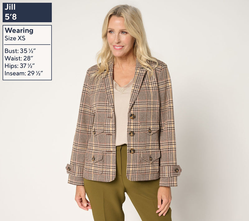 Joan Rivers Knit Glen Plaid Collared Jacket — View 3
