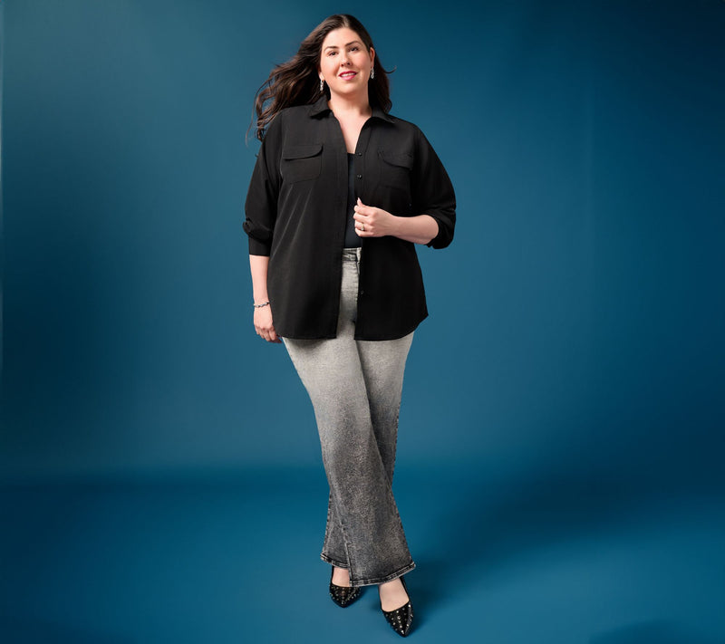 Denim & Co. Essentials Original Button Front Utility Tunic — View 7