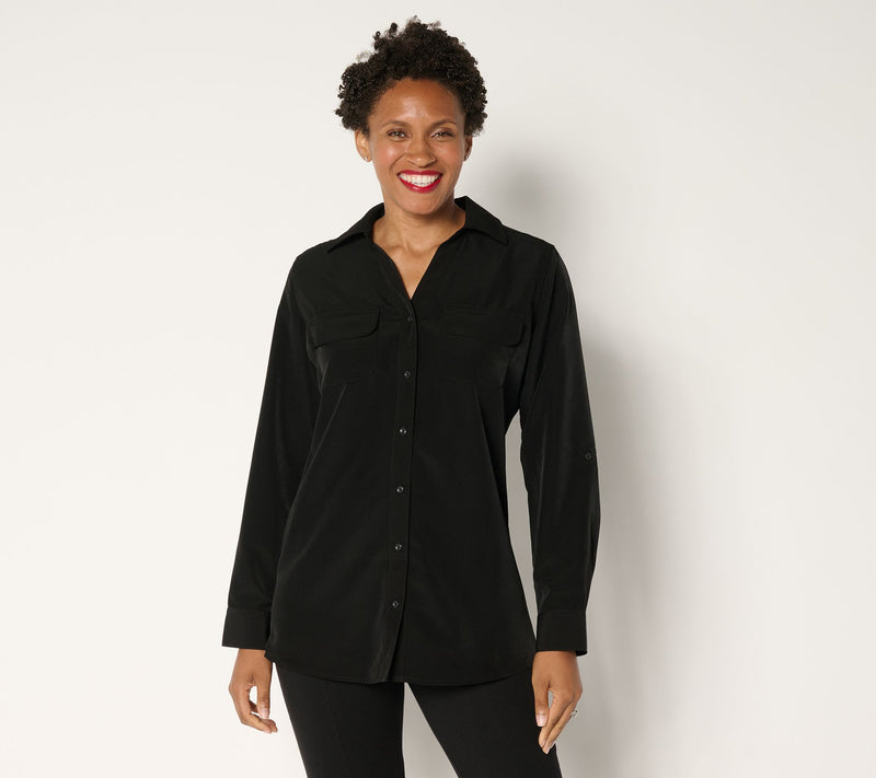 Denim & Co. Essentials Original Button Front Utility Tunic — View 12
