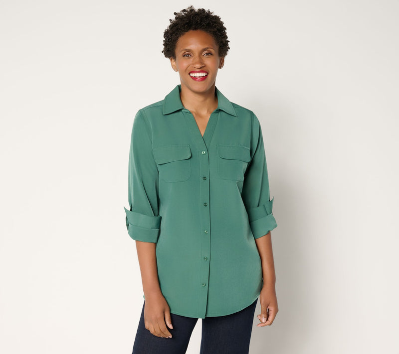 Denim & Co. Essentials Original Button Front Utility Tunic — Main view