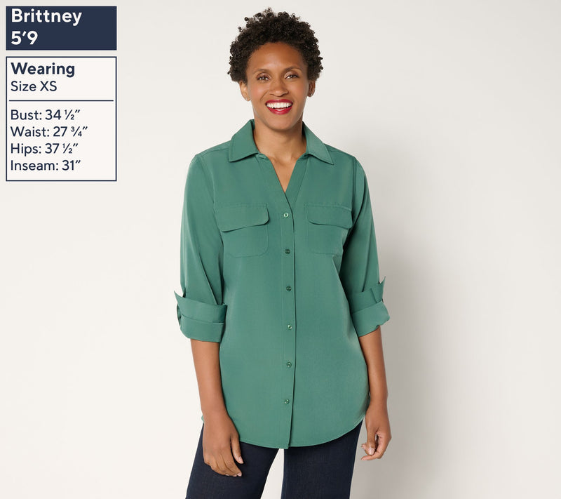 Denim & Co. Essentials Original Button Front Utility Tunic — View 3