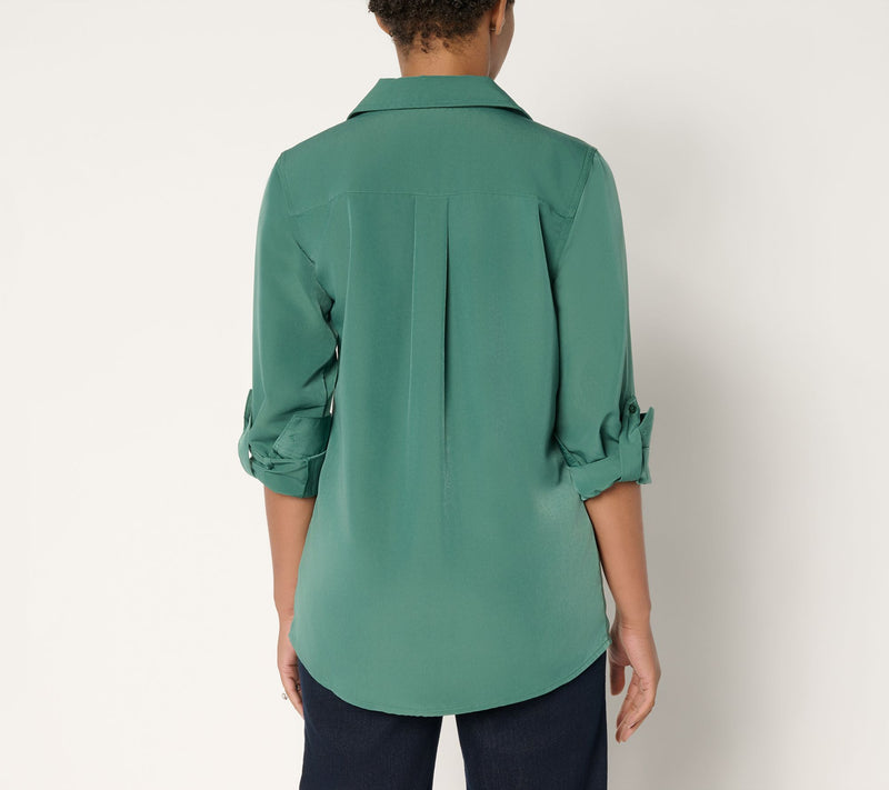 Denim & Co. Essentials Original Button Front Utility Tunic — View 4