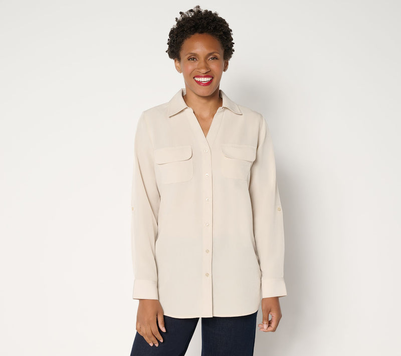 Denim & Co. Essentials Original Button Front Utility Tunic — View 13