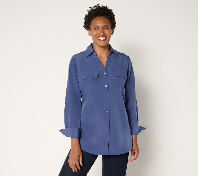 Denim & Co. Essentials Original Button Front Utility Tunic — View 15