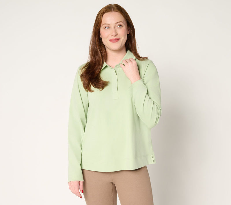 Denim & Co. Comfy Knit Air Collared Popover Top w/ Pockets — View 10