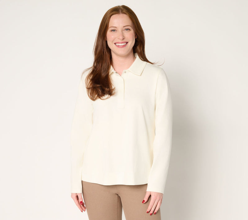 Denim & Co. Comfy Knit Air Collared Popover Top w/ Pockets — View 11