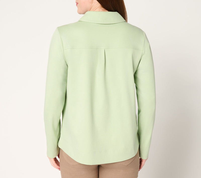 Denim & Co. Comfy Knit Air Collared Popover Top w/ Pockets — View 4