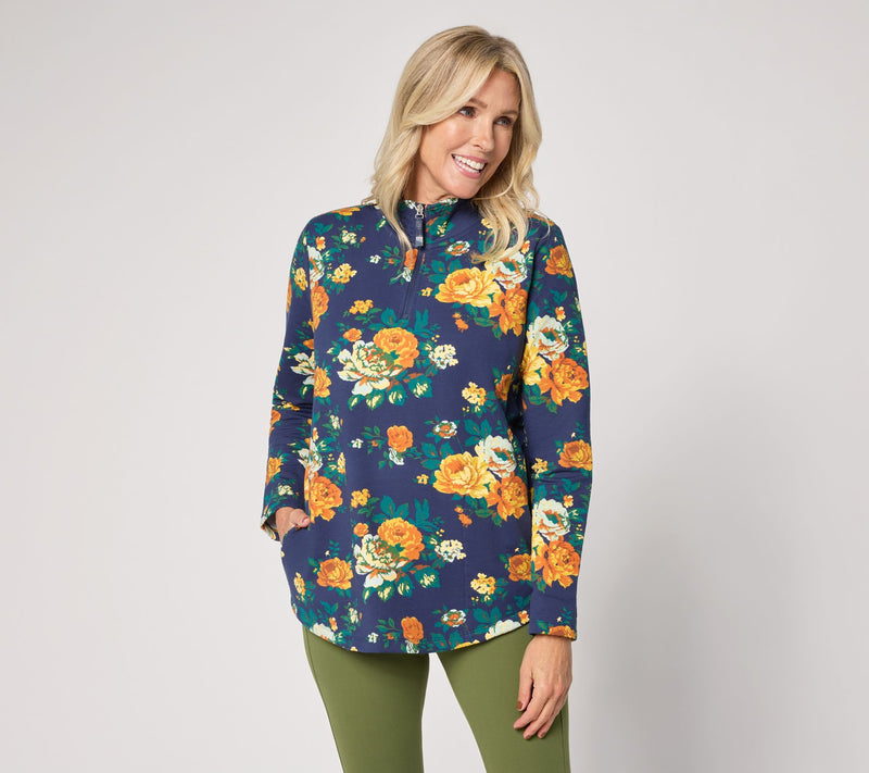 Denim & Co. Active Brushed Back French Terry Half Zip Top — View 11