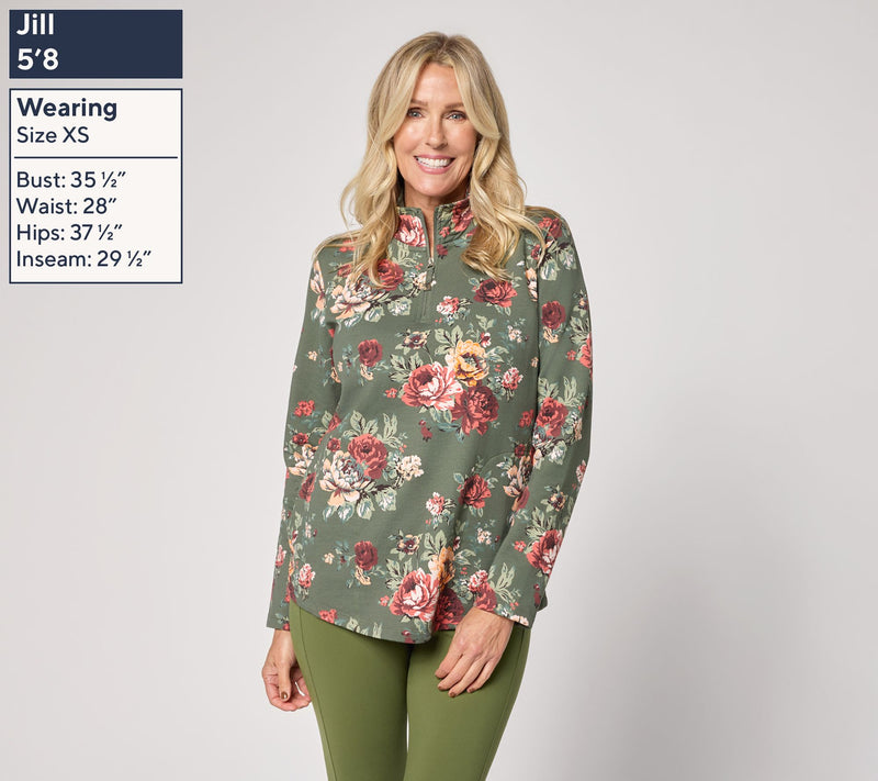 Denim & Co. Active Brushed Back French Terry Half Zip Top — View 3