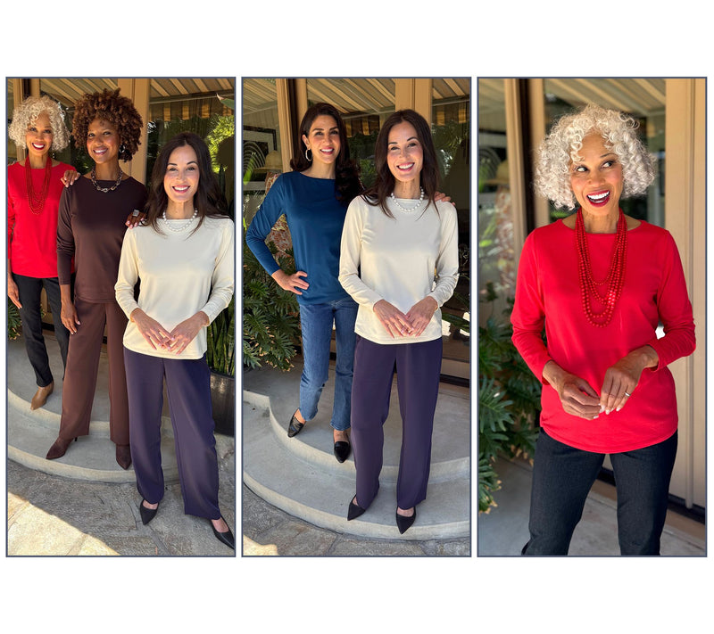 BEAUTIFUL by Lawrence Zarian Classic Knit Boat Neck Top — View 8