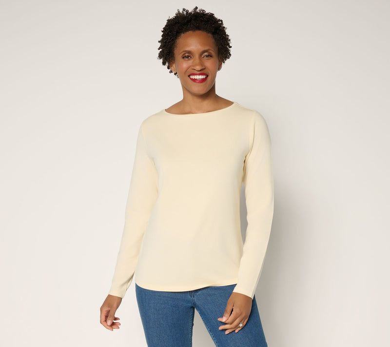 BEAUTIFUL by Lawrence Zarian Classic Knit Boat Neck Top — View 16