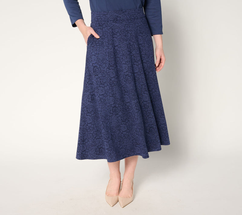 BEAUTIFUL by Lawrence Zarian Petite Silky Ponte Midi Skirt — View 11