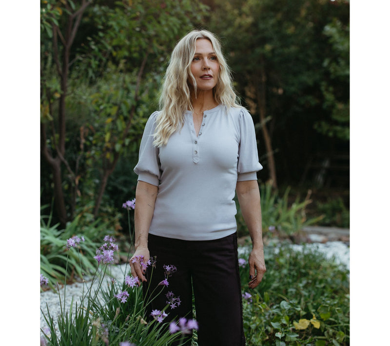 Me by Jennie Garth Poet Puff Sleeve Henley Top — View 13