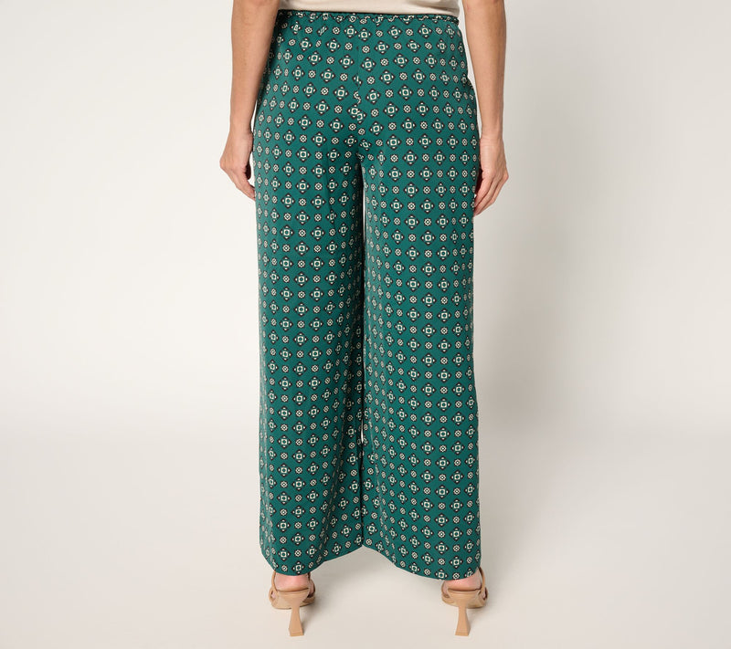 Joan Rivers Petite Satin Foulard Pull-On Full Length Pants — View 4
