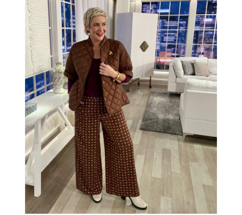 Joan Rivers Petite Satin Foulard Pull-On Full Length Pants — View 2