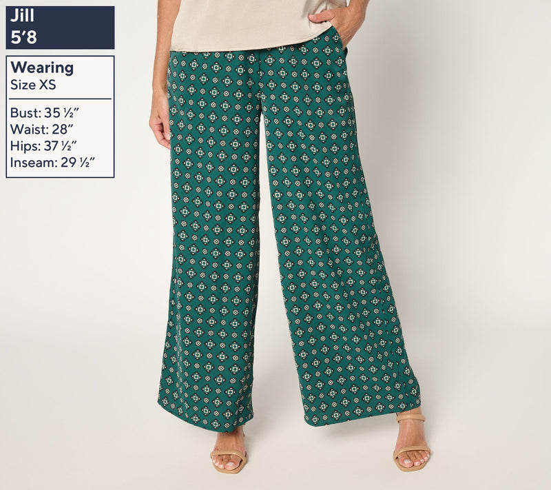 Joan Rivers Petite Satin Foulard Pull-On Full Length Pants — View 3