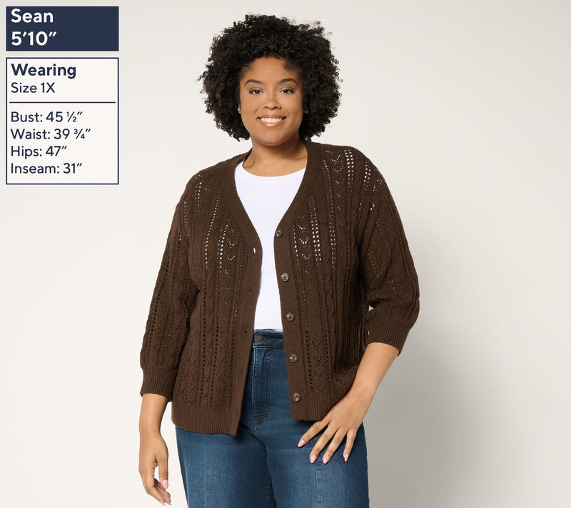 Ree by The Pioneer Woman Pointelle Sweater Cardigan — View 2