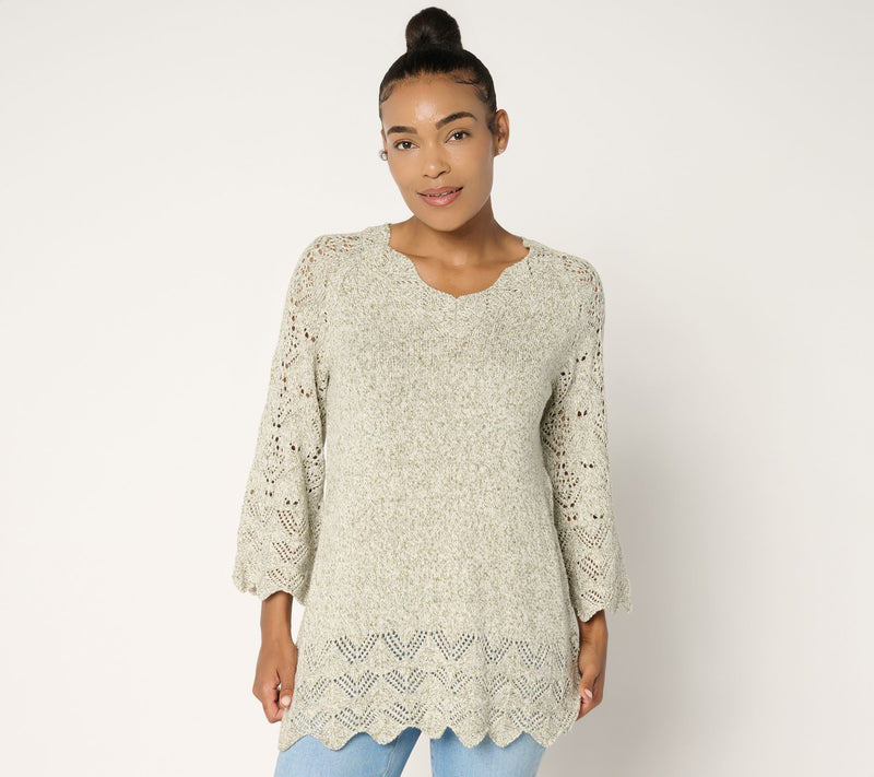 Ree by The Pioneer Woman Regular Pointelle Marled Sweater — Main view