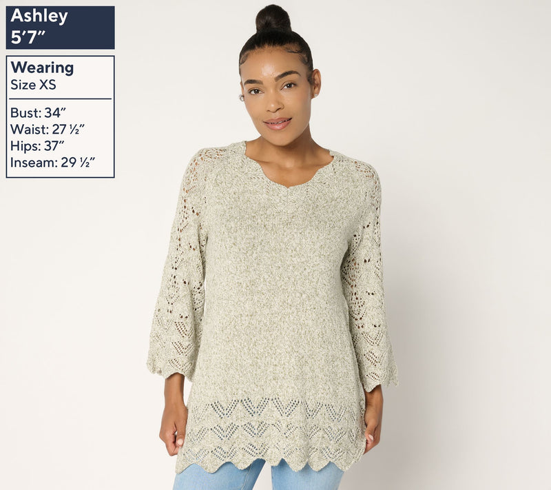 Ree by The Pioneer Woman Regular Pointelle Marled Sweater — View 3
