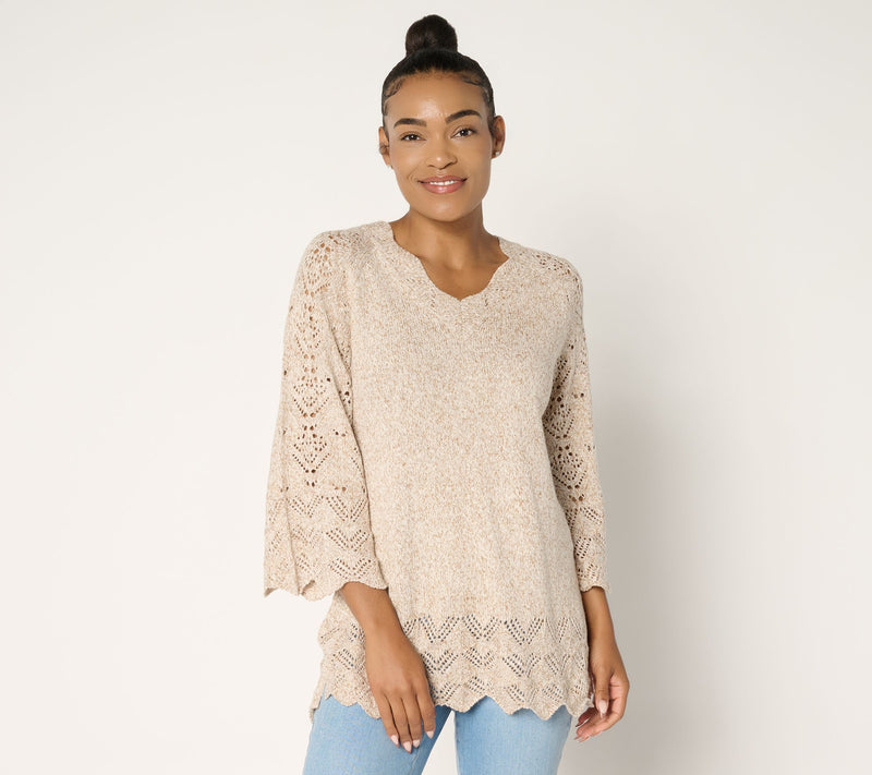 Ree by The Pioneer Woman Regular Pointelle Marled Sweater — View 12