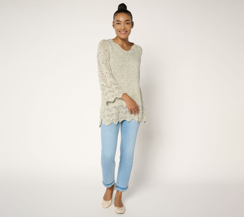 Ree by The Pioneer Woman Regular Pointelle Marled Sweater — View 5