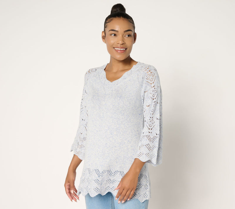 Ree by The Pioneer Woman Regular Pointelle Marled Sweater — View 13