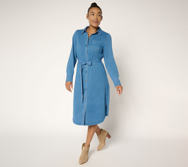 Ree by The Pioneer Woman Regular Knit Denim Shirt Dress — Main view