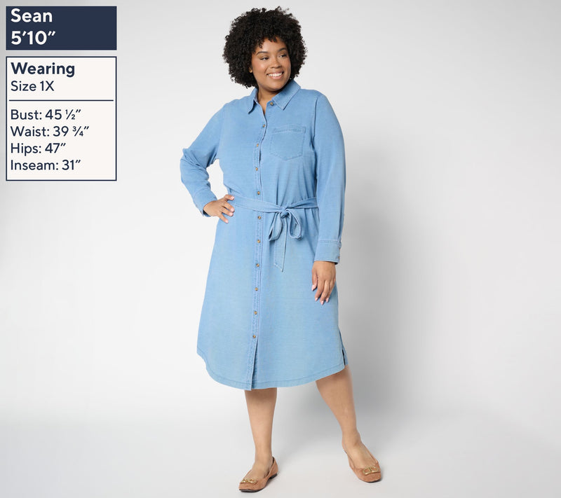 Ree by The Pioneer Woman Regular Knit Denim Shirt Dress — View 2