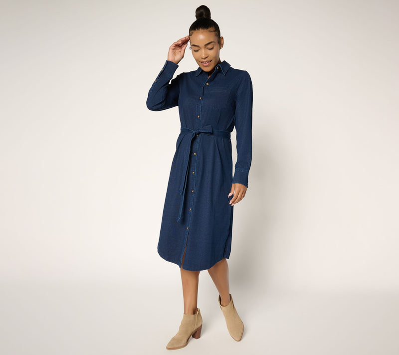 Ree by The Pioneer Woman Regular Knit Denim Shirt Dress — View 14